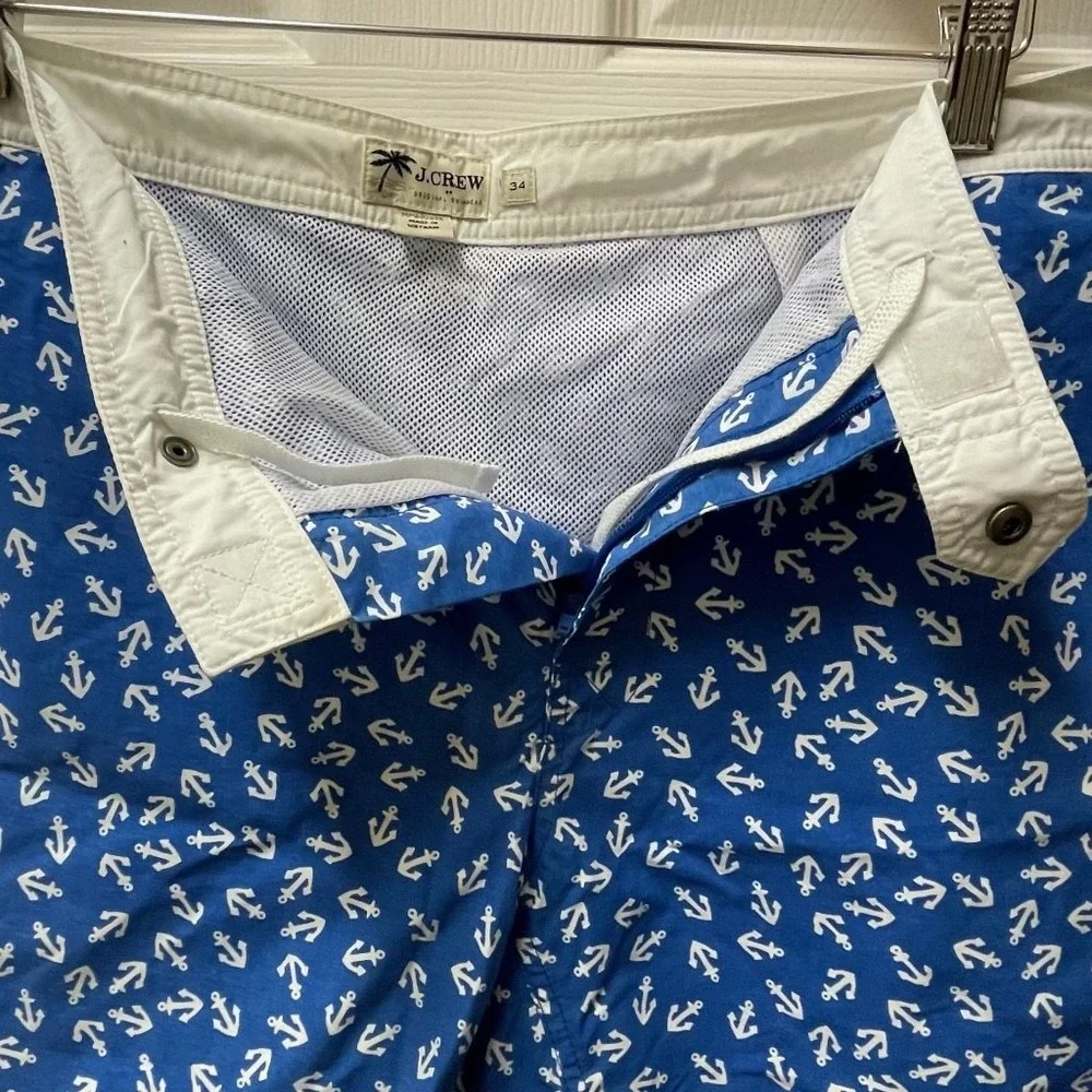 J. Crew Men's Nautical Swim trunks size‎ 34 Anchor Allover Print